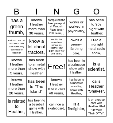 Heather's History Bingo Card