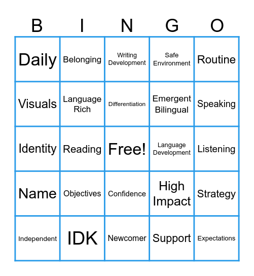 Newcomer Academy 2.0 Bingo Card