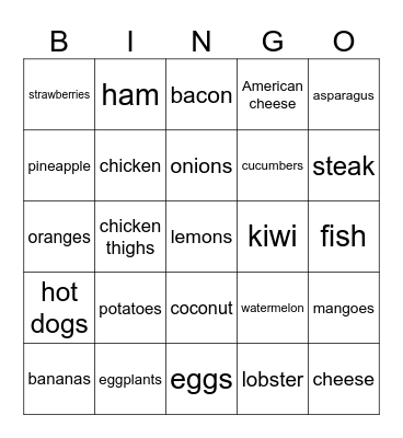Groceries_1 Bingo Card
