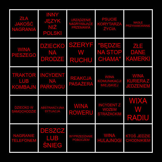 STOP CHAM BINGO Card