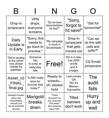 Ops & Production Bingo Card