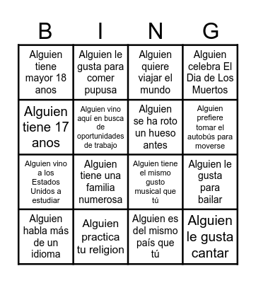 Diversidad Bingo Card