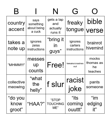 SENIOR BINGO CARD Bingo Card