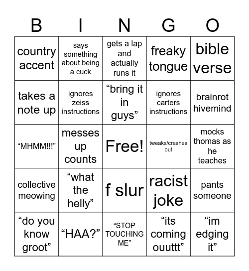 SENIOR BINGO CARD Bingo Card