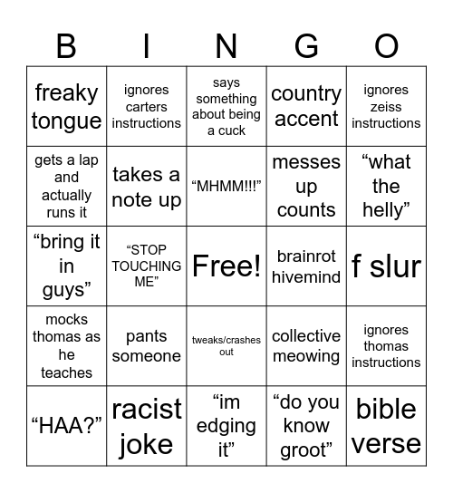 SENIOR BINGO CARD Bingo Card