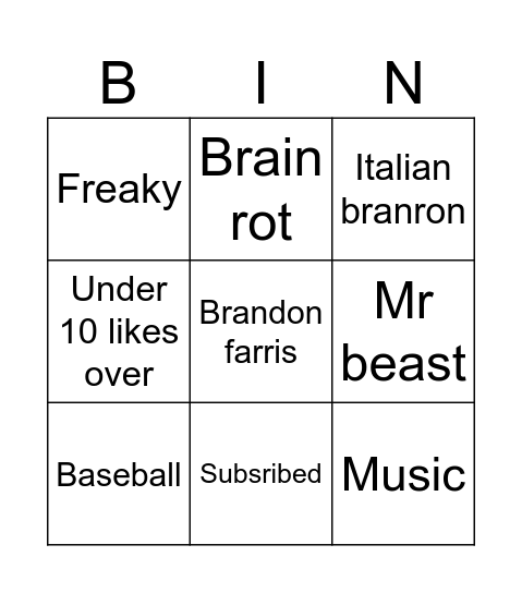 Untitled Bingo Card