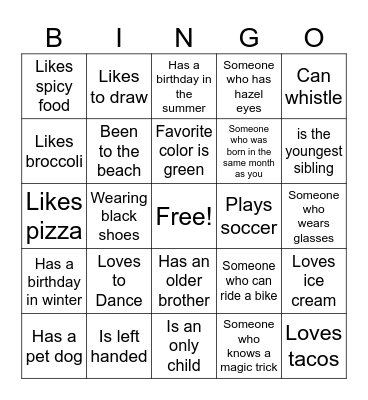Human BINGO Card