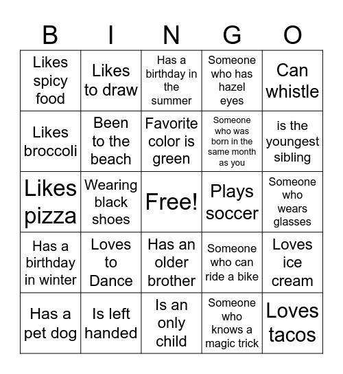Human BINGO Card