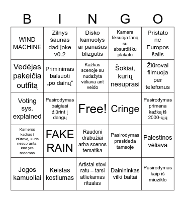 Eurovision semi -final 2 Bingo Card