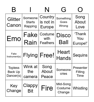 Eurovision 2025 Bingo Card