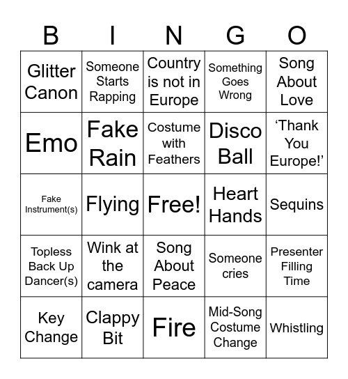 Eurovision 2025 Bingo Card