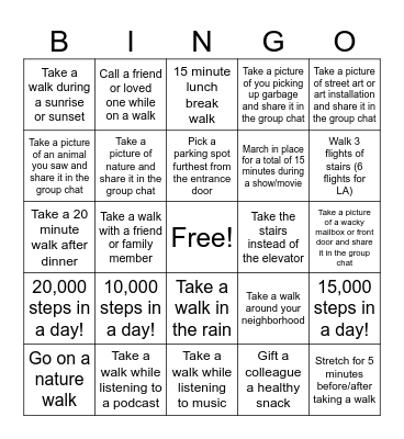 May 2025 Walking Challenge Bingo Card