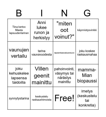 BABY SHOWER Bingo Card