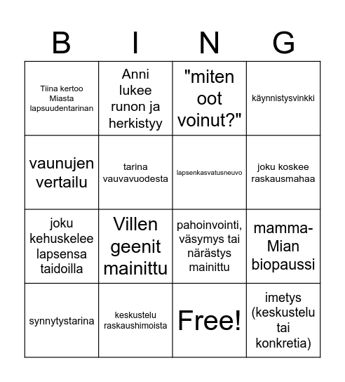 BABY SHOWER Bingo Card