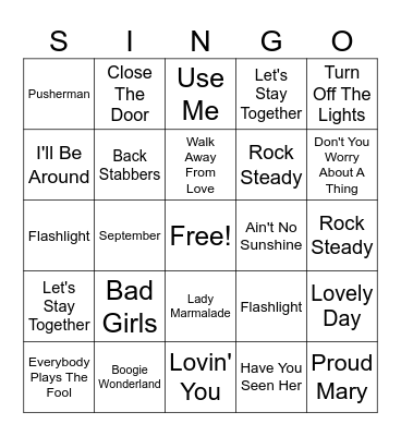 The 70's: Sounds of Black History Bingo Card