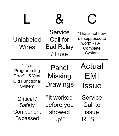 LC Field Service Bingo Card