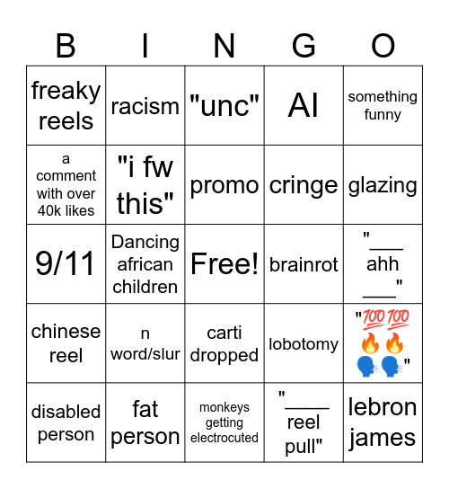 ig reels bingo 2025 Bingo Card