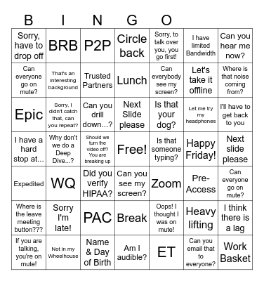 work work work work work! Bingo Card