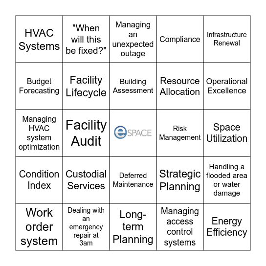 Facility Stewardship Bingo Card