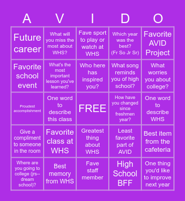 So long! Farewell! Bingo Card