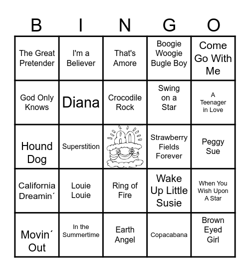 Songs from 1940's, 50's, 60's, & 70's Bingo Card