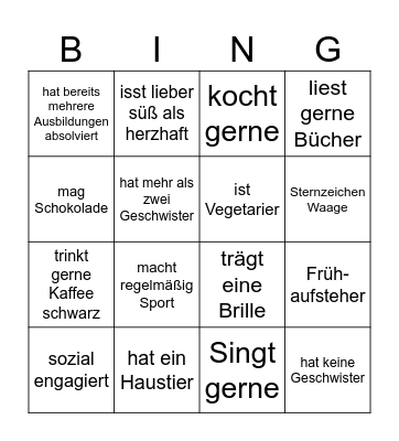 Kennenlern-Bingo Card