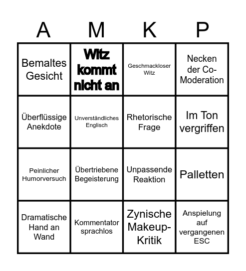 ESC Halbfinale Bingo Card