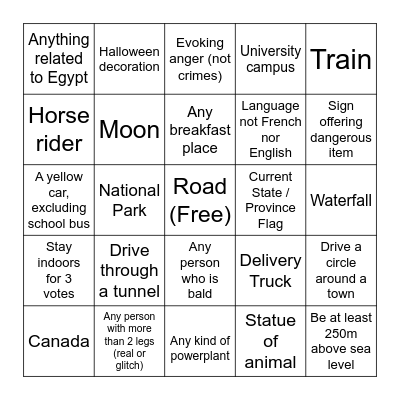 Internet Roadtrip Bingo 3 Bingo Card