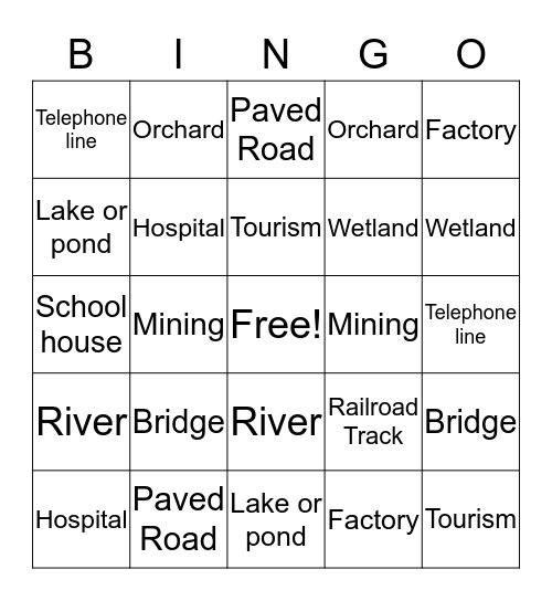 Map Legend Bingo Card