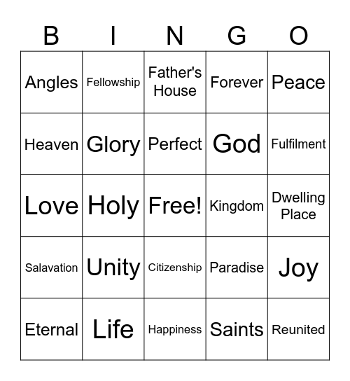 HEAVEN Bingo Card
