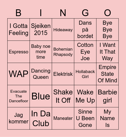 Musikkbingo 🎶 Bingo Card
