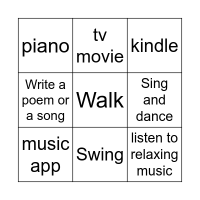 Self care Bingo Card