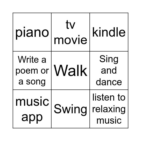 Self care Bingo Card