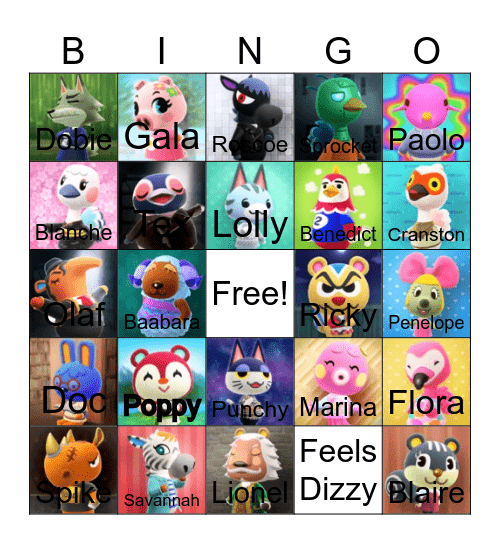 Animal crossing bingo! Bingo Card