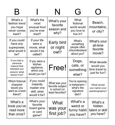 Spirit Series Growing Together BINGO Card