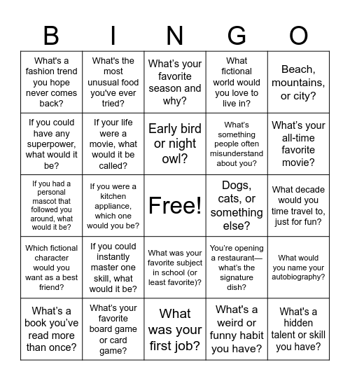 Spirit Series Growing Together BINGO Card