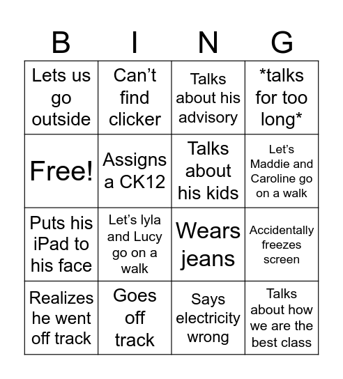 Mr. Stock core Bingo Card