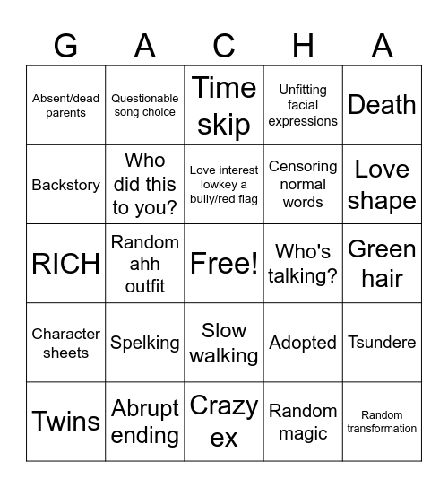 GLMM Bingo Card