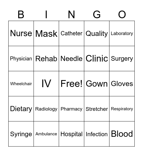 Hospital Week 2025 Bingo Card