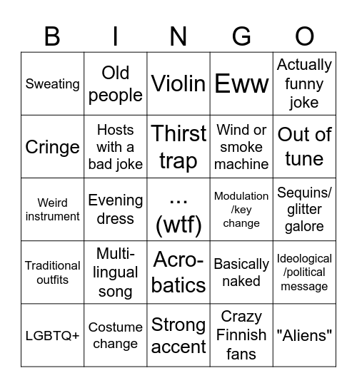 Korvfisk ESC - SF2 - 2024 bingo Card