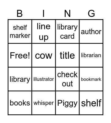 Primary Library Bingo Card