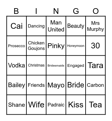 Rachel's Hen! Bingo Card