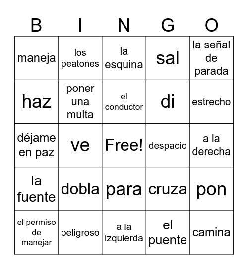 ¿Cómo se va...? Bingo Card