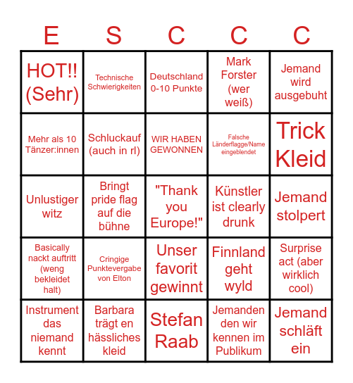 ESC BINGO Card