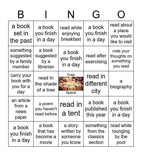 Teen/Tween Summer Reading Challenge! Bingo Card