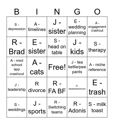 Grievance Bingo Card