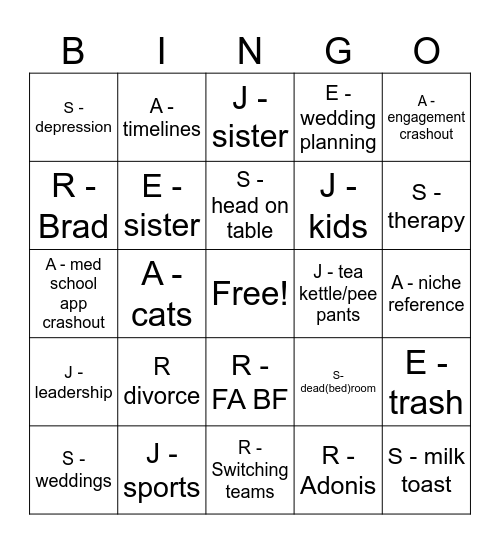 Grievance Bingo Card