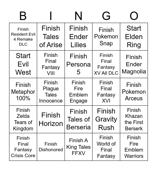 Bingo Games Adventure Bingo Card