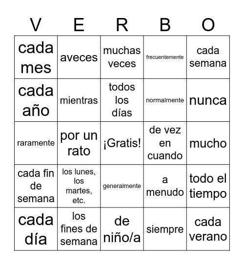 Imperfect Clue Words Bingo Card