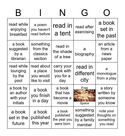 VillaSport Teen Summer Reading Challenge! Bingo Card